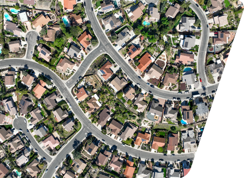 satellite view of suburban neighborhood