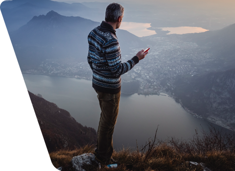 man travelling with cell phone